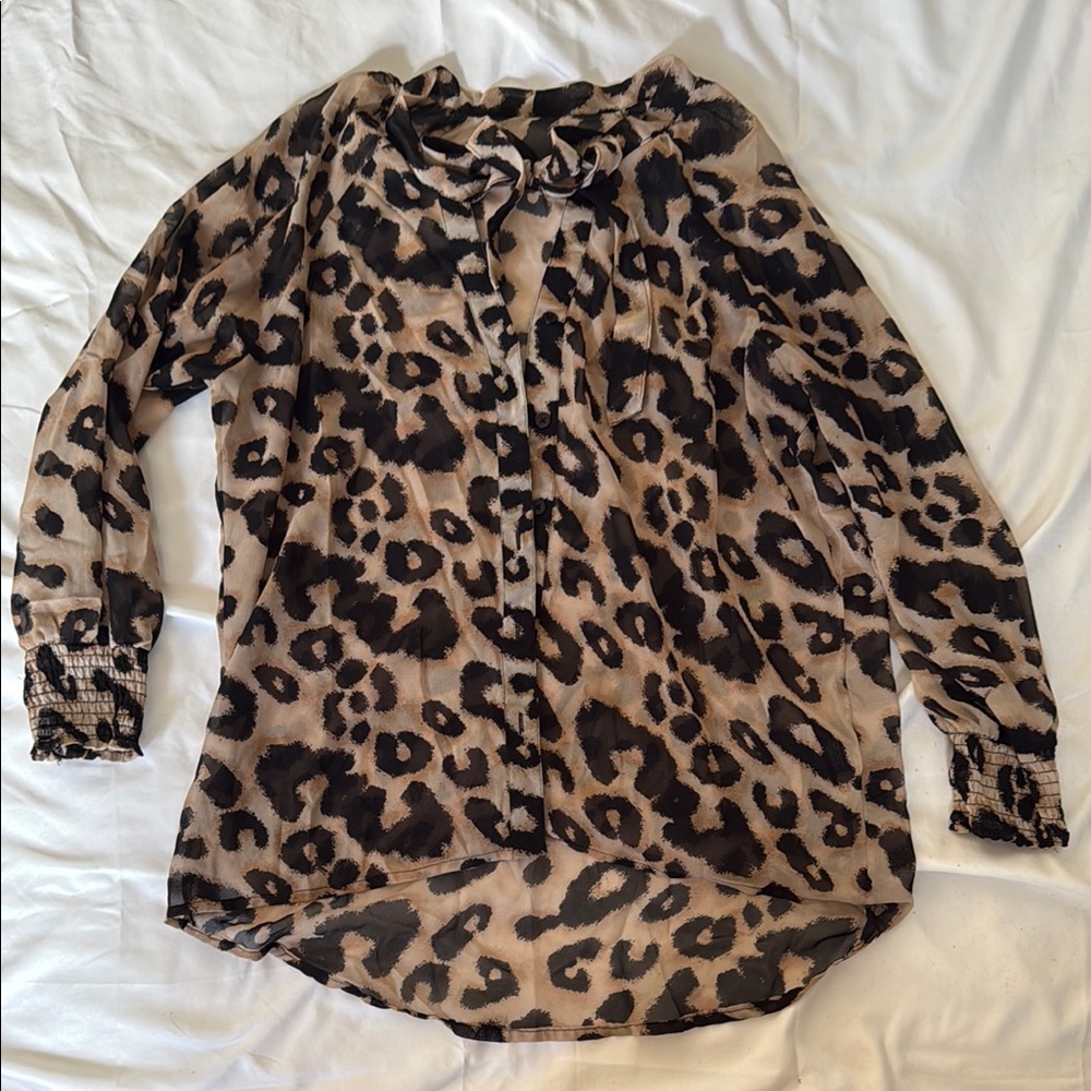 Leopard Print Long Sleeve Blouse